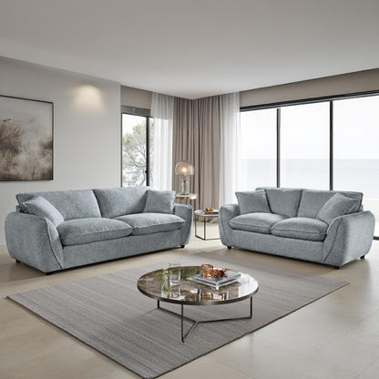 Berti Beige or Grey Fabric Sofa Suite