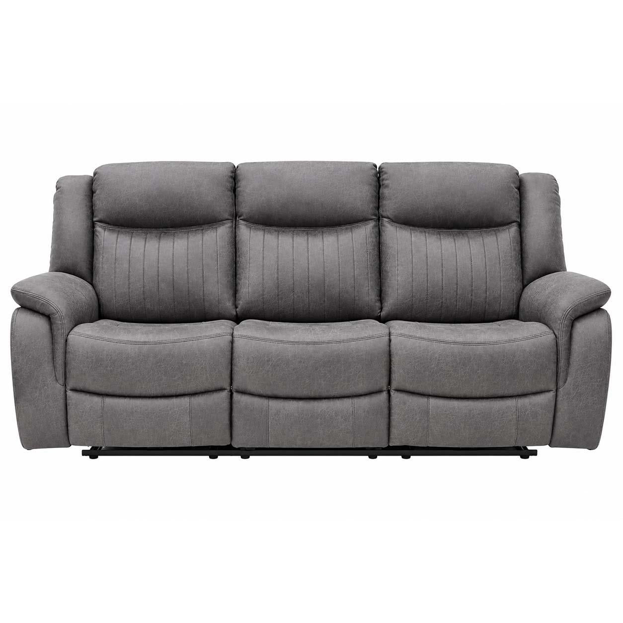 Lennox Grey Tech Fabric 3 Seater Electric Recliner Sofa with USB