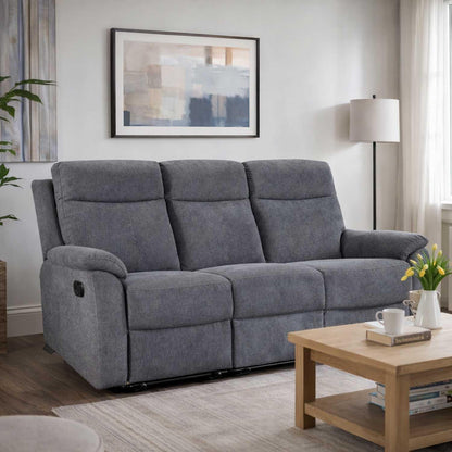 Vancouver 3 + 2 Grey Fabric Manual Reclining Sofa Suite