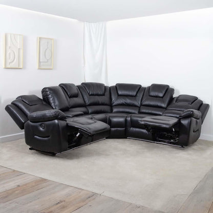 Oxbridge 5 Seater Electric Recliner Corner Sofa LED USB Black or Grey