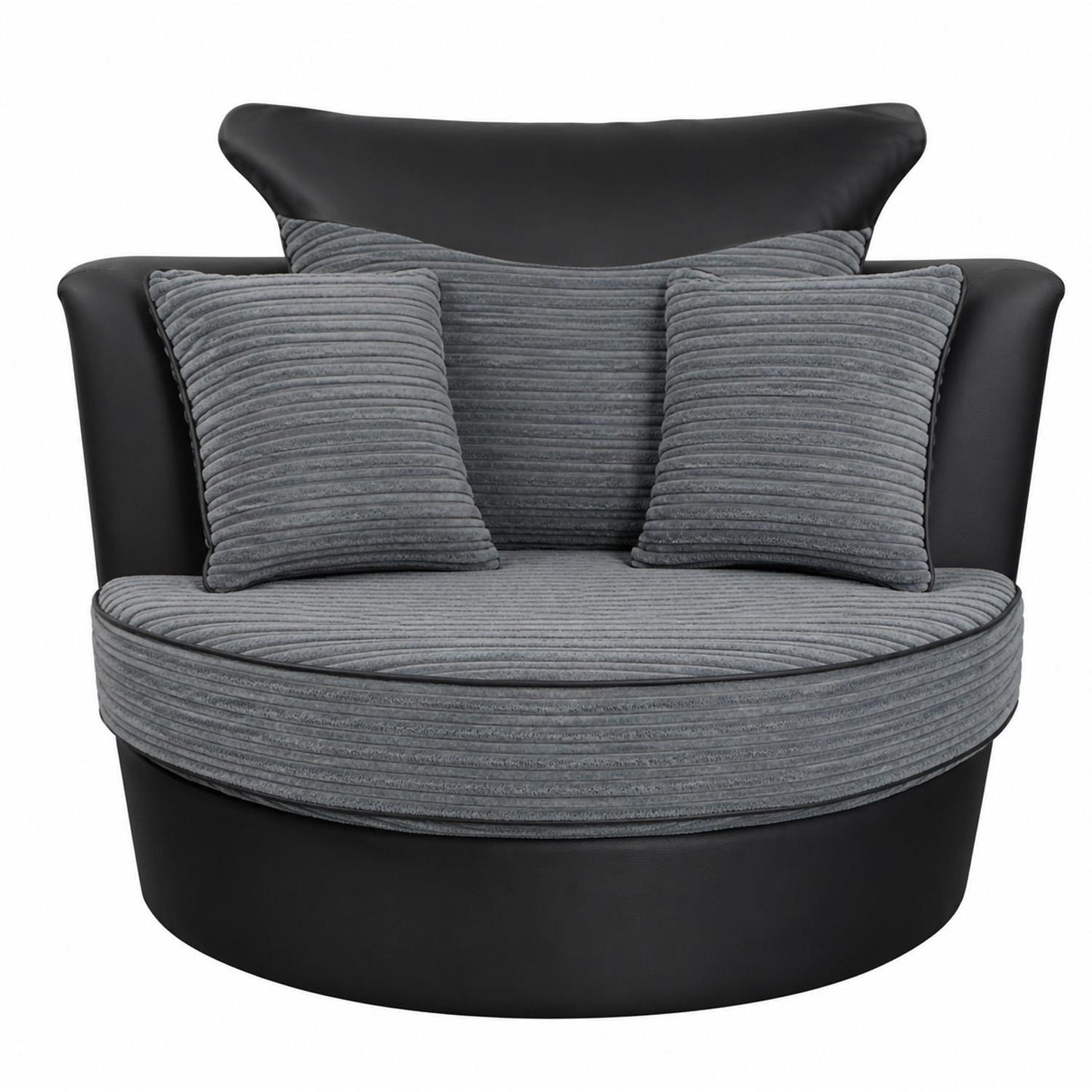 Dino Round Black and Grey Swivel Chair Rotating 360 Degrees