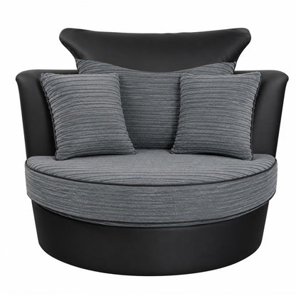 Dino Round Black and Grey Swivel Chair Rotating 360 Degrees