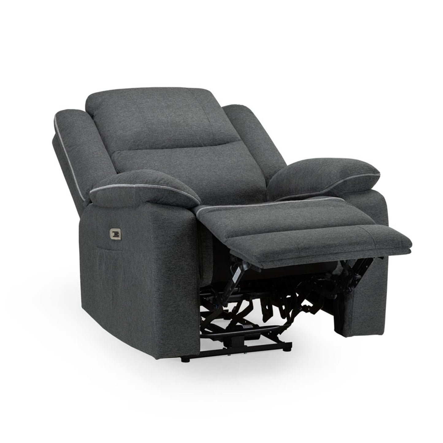 Harlow Graphite Grey Fabric 3 Piece Electric Reclining Suite 3 + 1 + 1