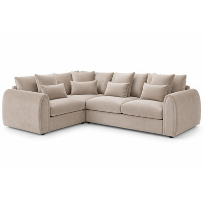 Mercer 4 Seater Velvet Corner Sofa LHF or RHF Grey or Mocha