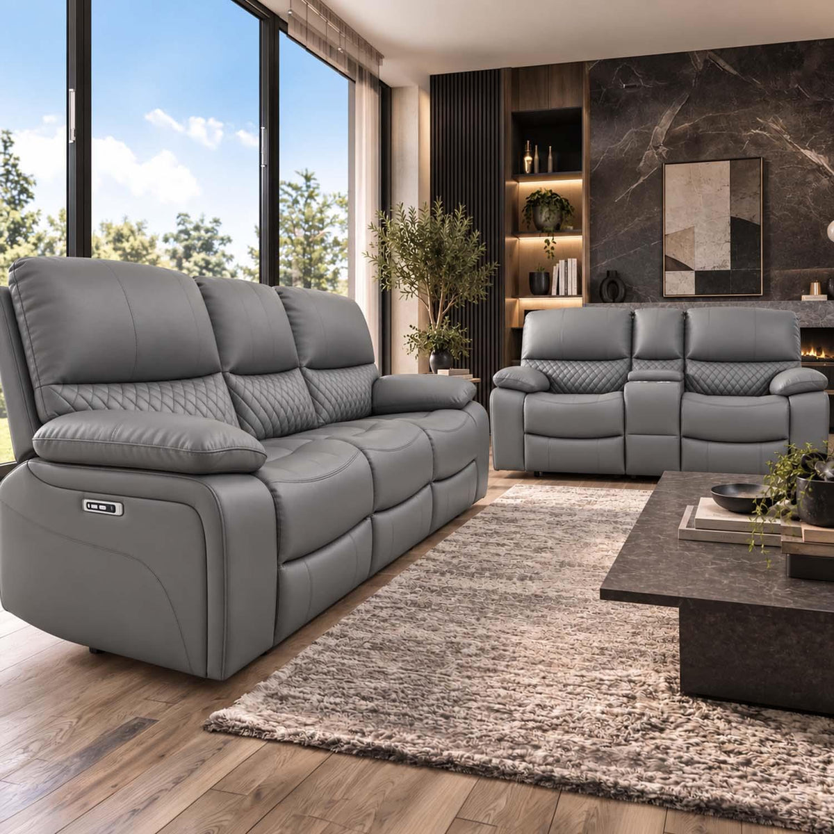 Bentley Electric Recliner Sofa Suite 3 + 2 Seater, Eco Leather