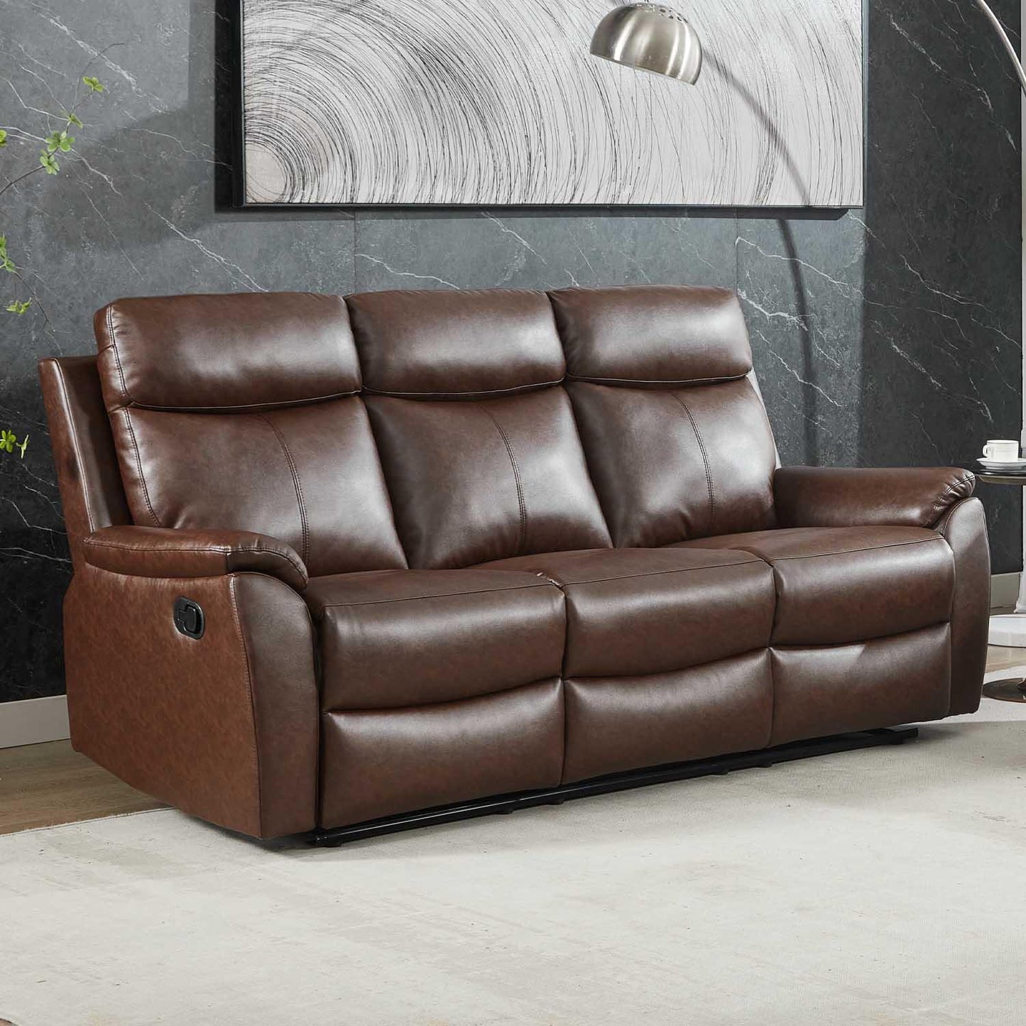Ferndale 3 + 2 Recliner Sofa Set Brown Leatheraire Manual Suite
