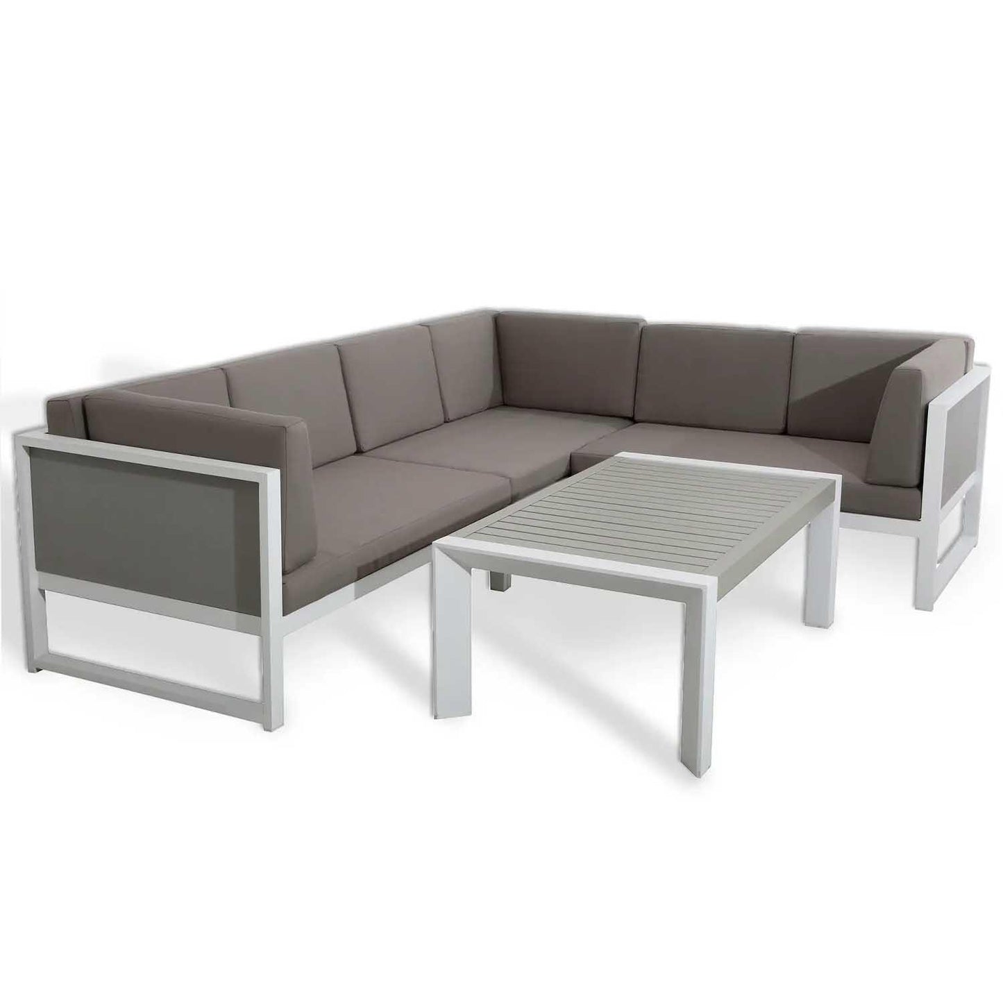 Aluminium Garden Corner Sofa Set 6 Seater with Coffee Table