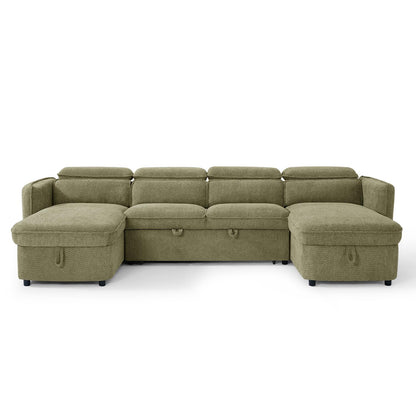 Ria Large 4 5 Seater Fabric U Shaped Sofa Bed Tilting Headrest Storage