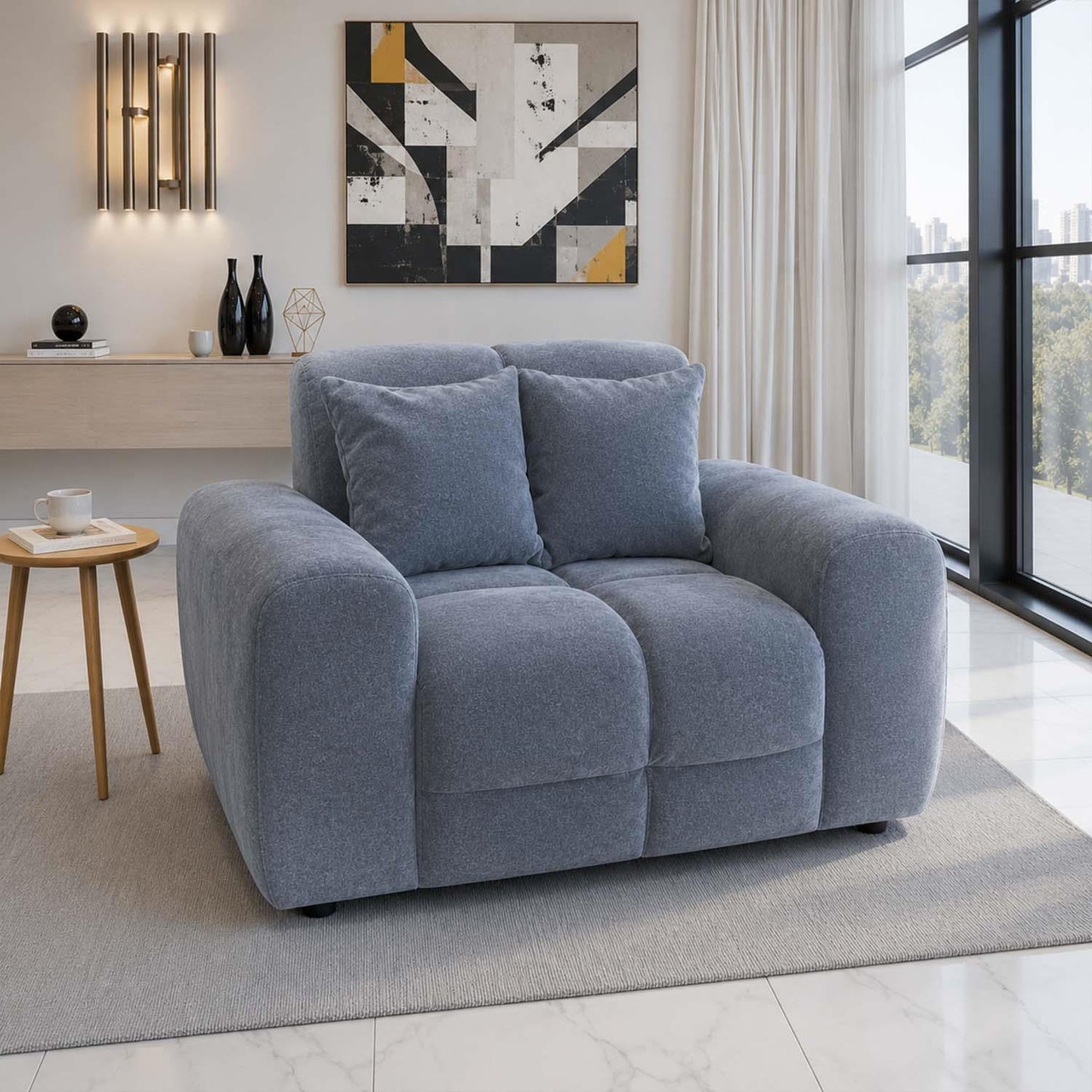 Jenson Plush Velvet Armchair with Deep Seat & Thick Boxed Arms