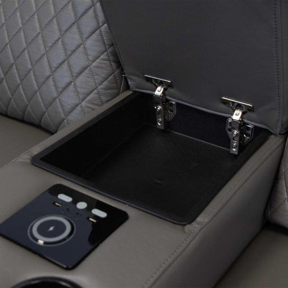 Felix Black or Grey Leather Electric Reclining Sofa Suite USB Cup Holder