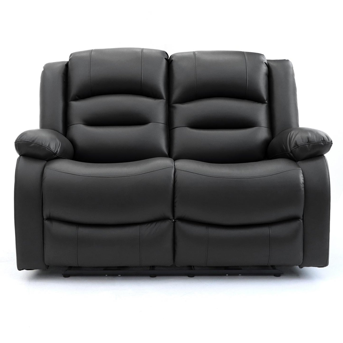 Arlo Leather Like Black or Grey 3 + 2 Electric Reclining Sofa Suite USB Charging + Drinks Tray