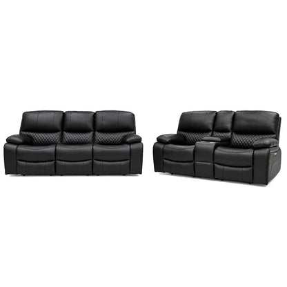Bentley Black Electric Recliner Sofa Suite 3 + 2 Seater, Eco Leather