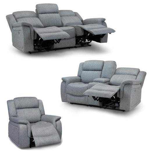 Linden Grey 3 Piece Electric Reclining Sofa Suite 3 + 2 + 1