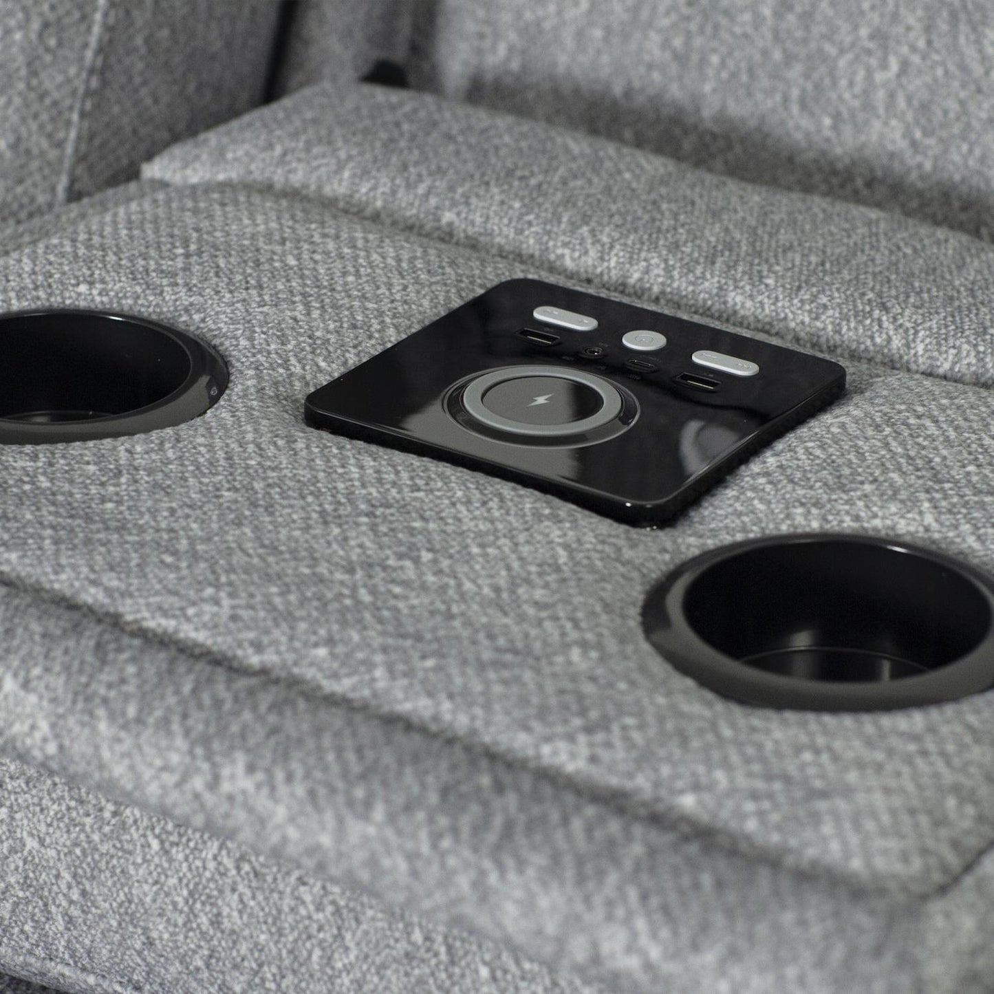 Milano Grey Fabric Electric Reclining Sofa Suite USB Cup Holder