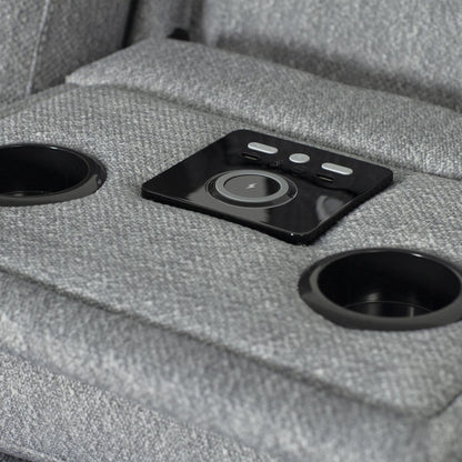 Milano Grey Fabric Electric Reclining Sofa Suite USB Cup Holder