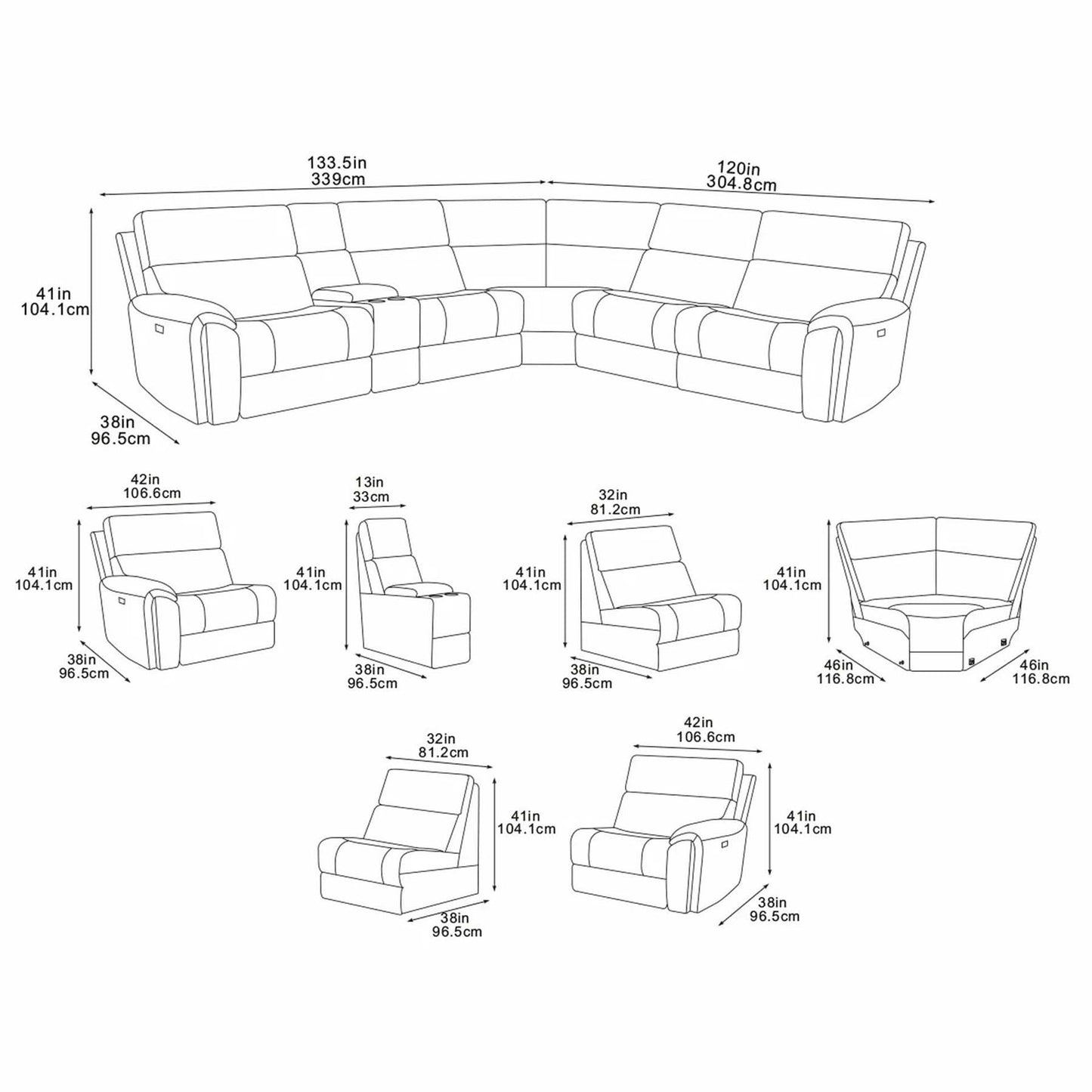 Valtos 2 Corner 2 Fabric Electric Reclining Corner sofa Grey or Brown