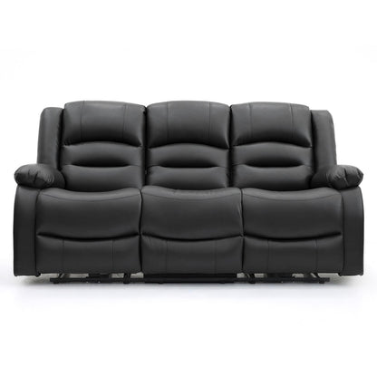 Arlo Leather Like Black or Grey 3 Piece Electric Reclining Sofa Suite 3 + 1 + 1 USB Drink Tray Arlo Black or Grey Leather Like Electric Reclining Armchair | Furnishings For Less UK