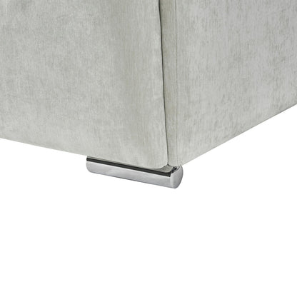 Monza L Shaped Chenille Fabric Beige Grey 4 Seater Corner Sofa LH