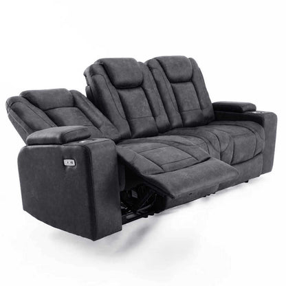 Juniper Electric Recliner 3+2+1 Sofa Set USB Cup Holders Brown or Grey