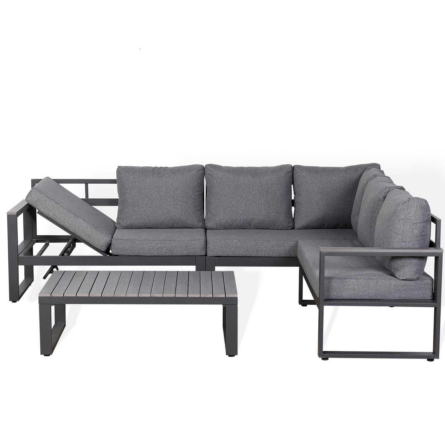 Aluminium Charcoal L Shaped RHF Outdoor Garden Furniture Coffee Table