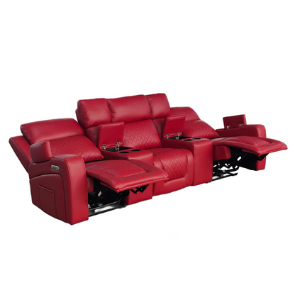 Florida Cinema 3 Seater Electric Reclining Leather Sofa