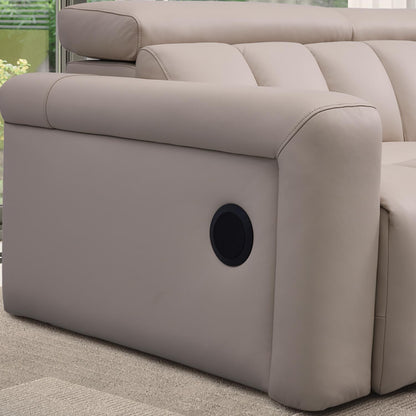 Delilah Electric Reclining Cream Oslo 3 Seater Sofa With Soundbar