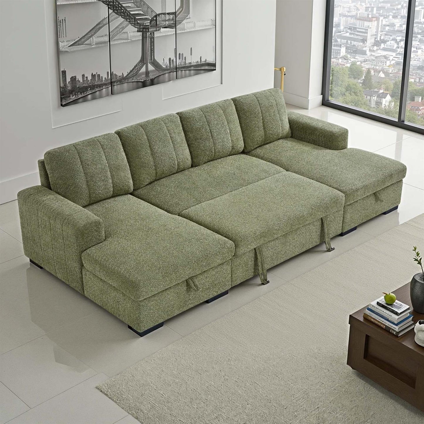 Comaro U Shaped Sofa Bed 5 Seater with Twin Storage Chaises