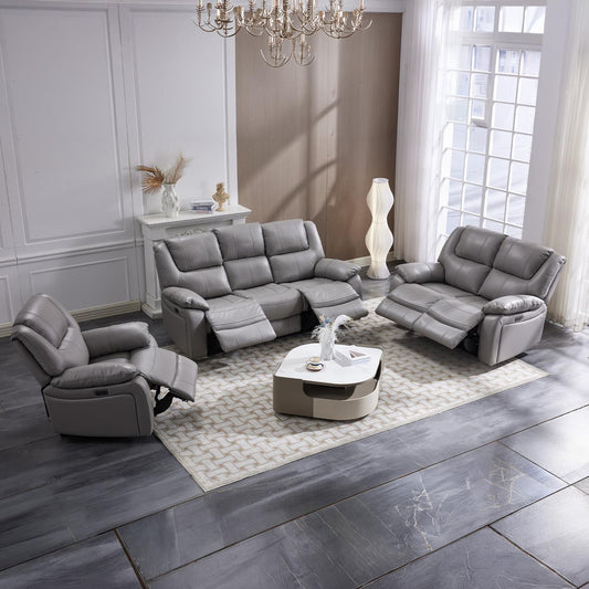 Knowle Electric Reclining 3 Piece Sofa Suite 3 + 2 + 1 Pisa Grey