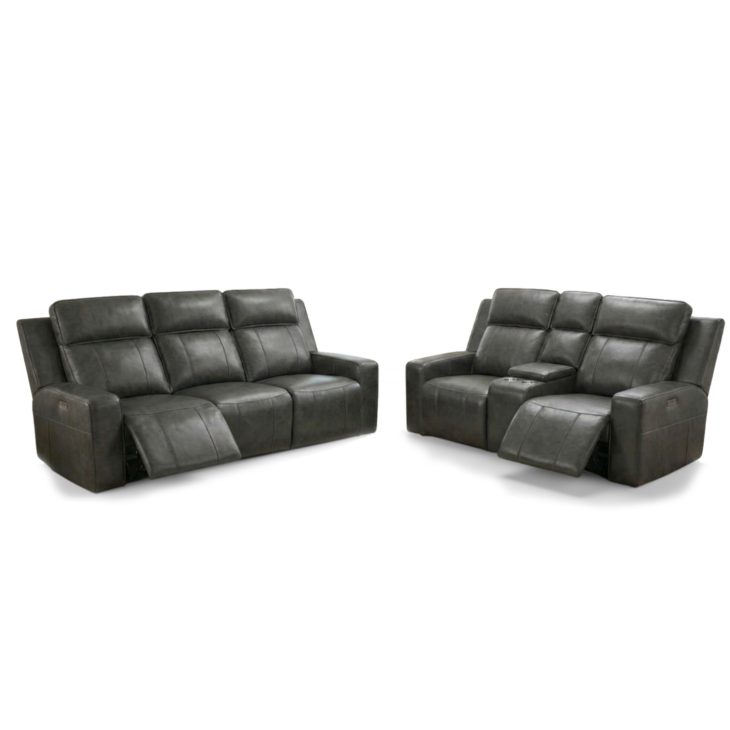 Barcino Leather Look Electric Reclining Sofa Suite 3 + 2 USB Charging