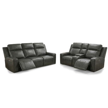 Barcino Leather Look Electric Reclining Sofa Suite 3 + 2 USB Charging