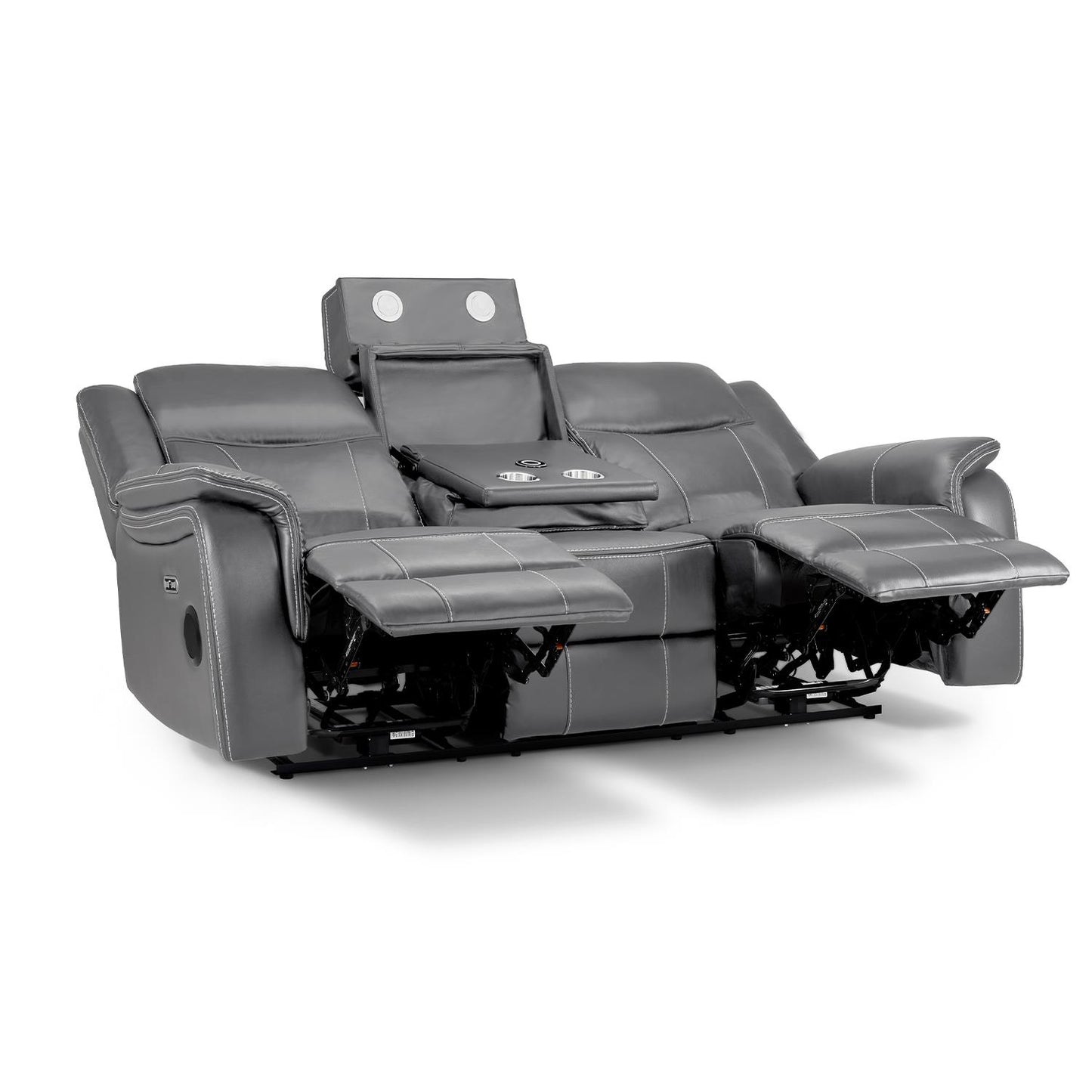 Orlando Black or Grey Leather Electric Reclining Sofa Suite 3 + 2