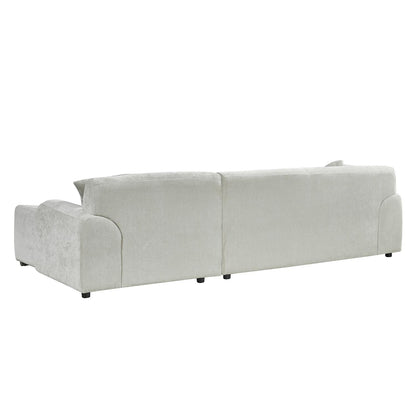 Monza L Shaped Chenille Fabric Beige Grey 4 Seater Corner Sofa RH