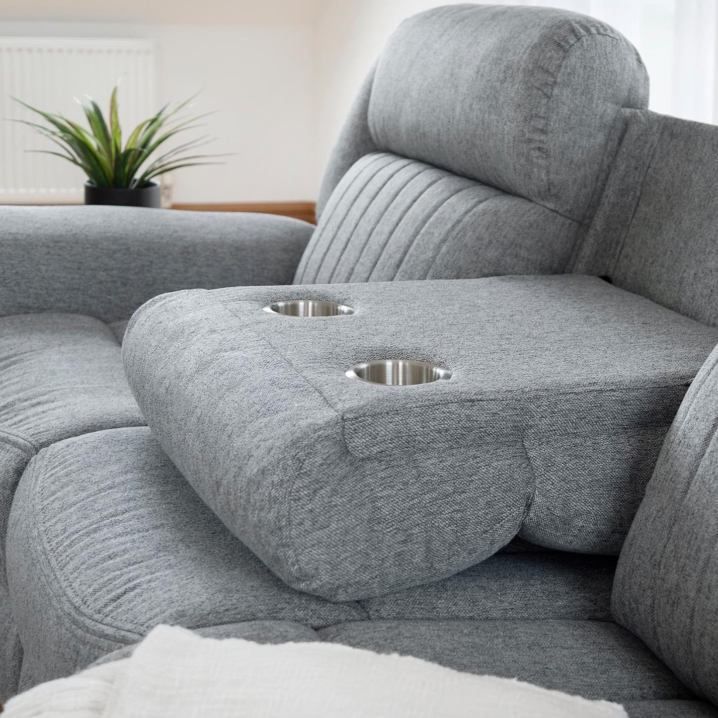 Linden 5 Seater Electric Reclining Corner Sofa Grey Fabric
