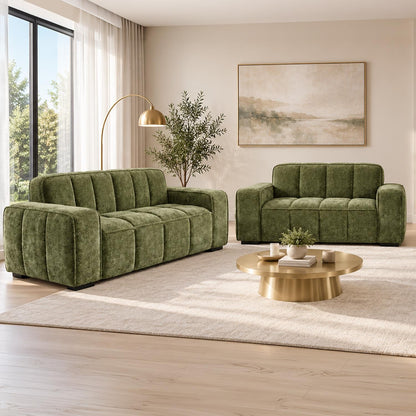Preston 3 2 1 Sofa Suite Woven Fabric 3 Piece Set Beige Grey Olive