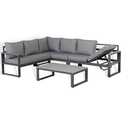 Aluminium Charcoal L Shaped LHF Outdoor Garden Furniture Coffee Table
