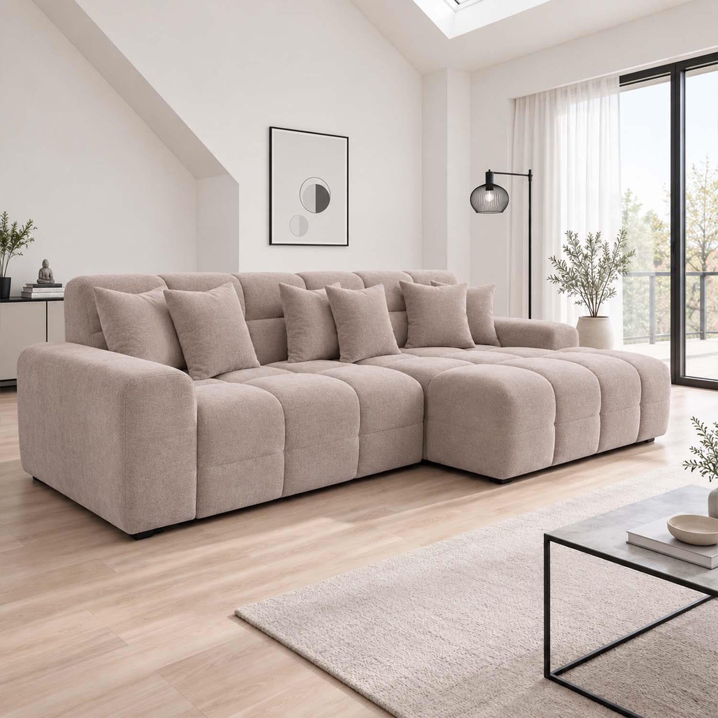 Jenson Plush Velvet Corner Sofa Left Right Hand Facing with Chaise