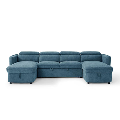 Ria Large 4 5 Seater Fabric U Shaped Sofa Bed Tilting Headrest Storage