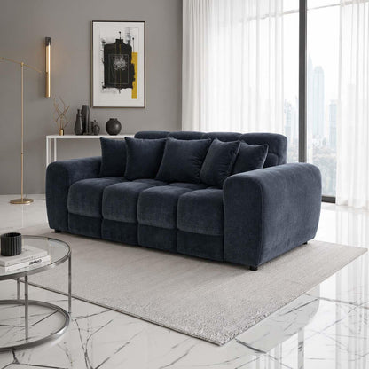 Jenson 3 Seater Plush Velvet Sofa with Deep Seats & Boxed Arms