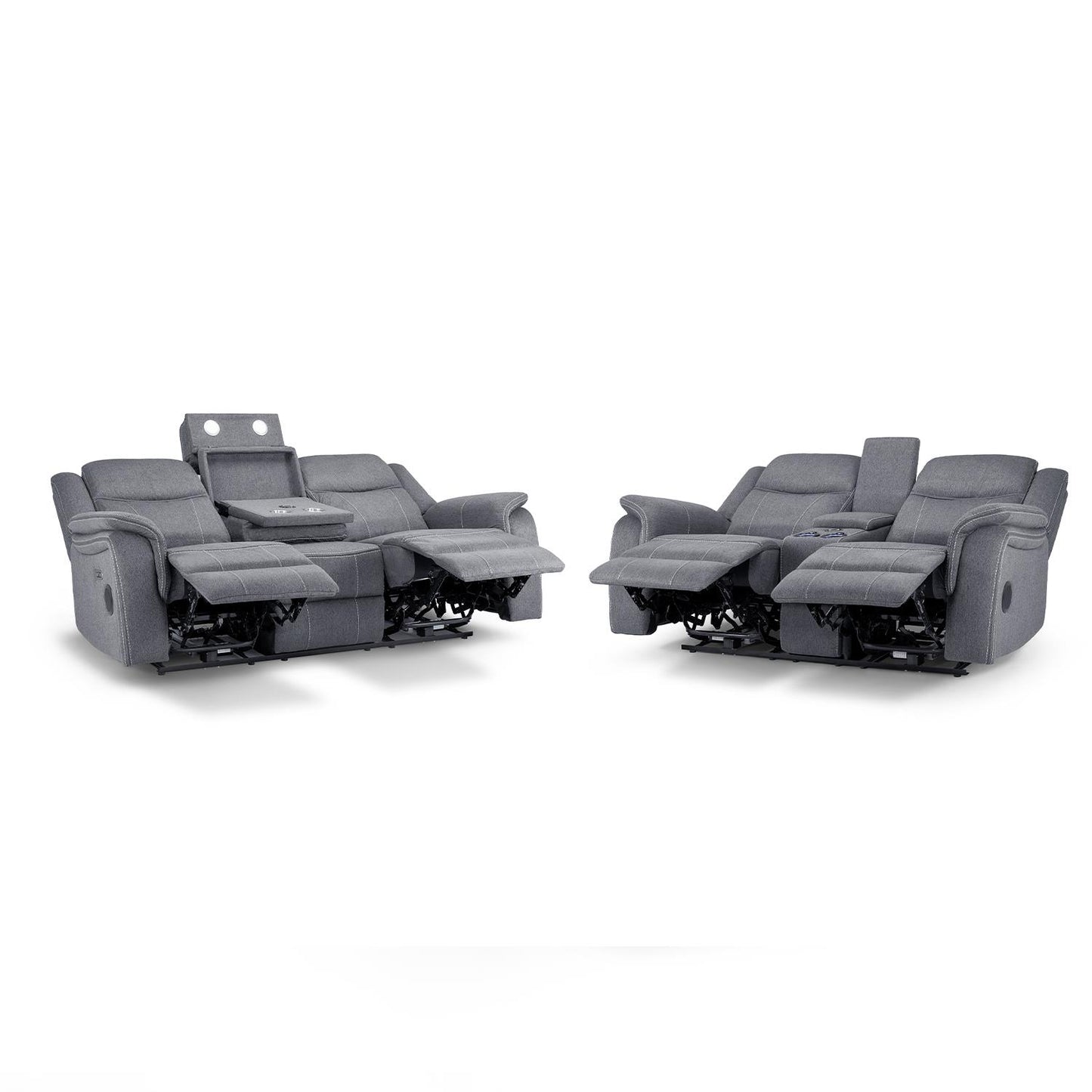 Orlando Grey Fabric 3 + 2 Electric Reclining Sofa Suite USB Charging