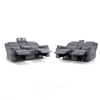 Orlando Grey Fabric 3 + 2 Electric Reclining Sofa Suite USB Charging