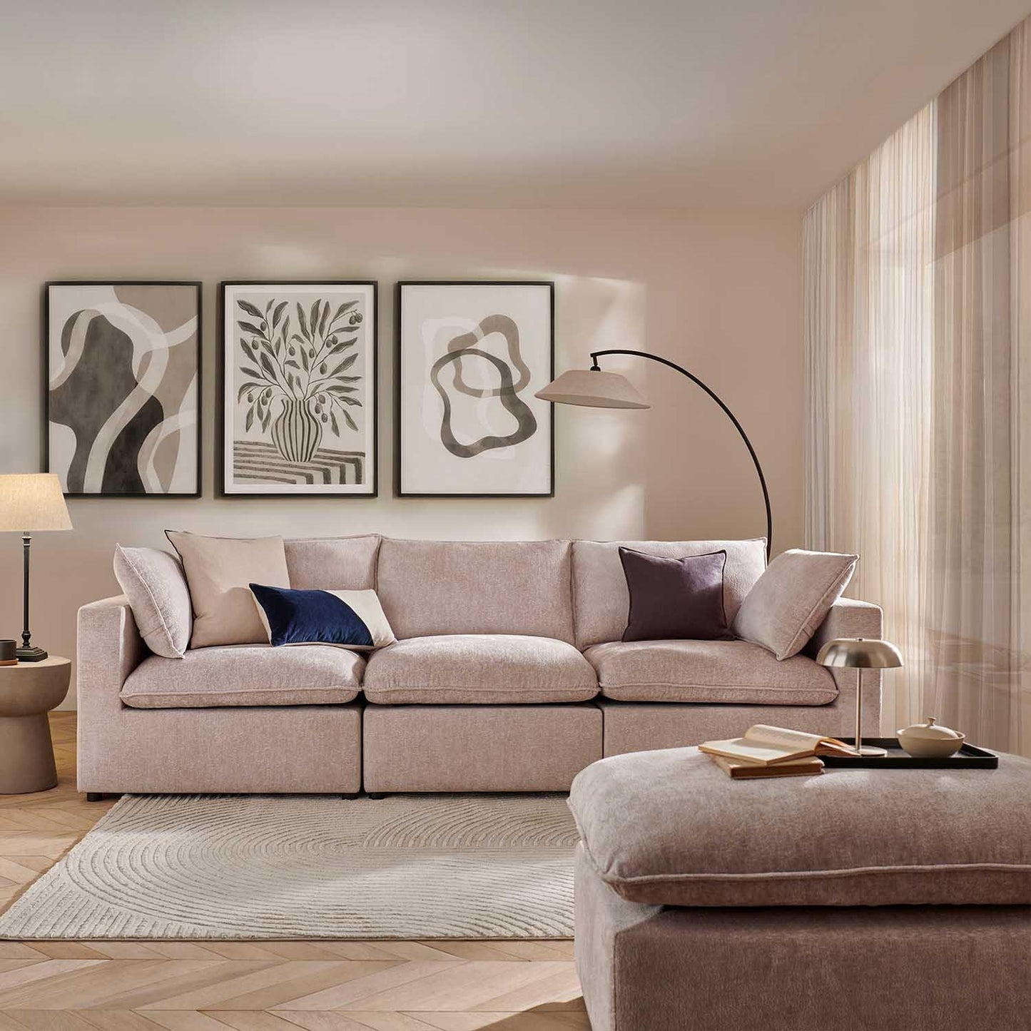 Symphony Chenillle Fabric Modular Chaise L shaped Corner Sofa