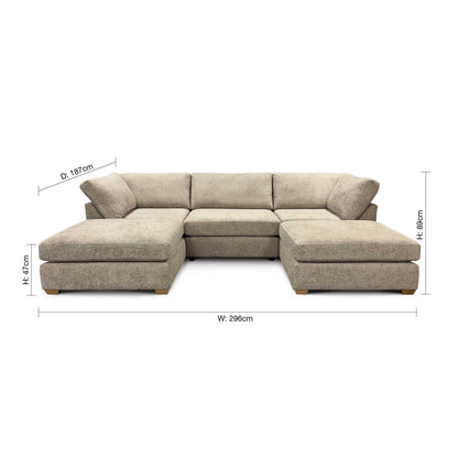 Kenzo U-Shaped 4-5 Seater Chenille Fabric Sofa
