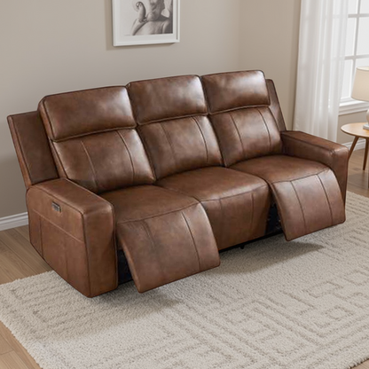 Barcino Leather Look Electric Reclining Sofa Suite 3 + 2 USB Charging