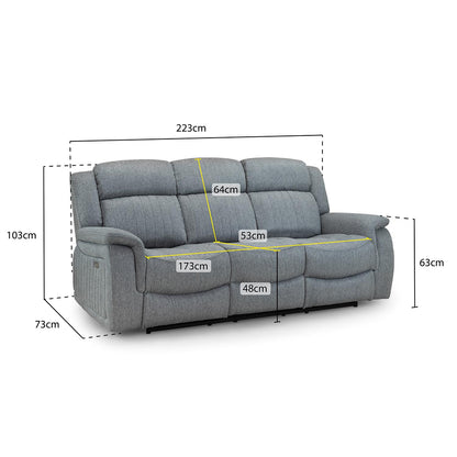Linden Grey 3 Piece Electric Reclining Sofa Suite 3 + 1 + 1