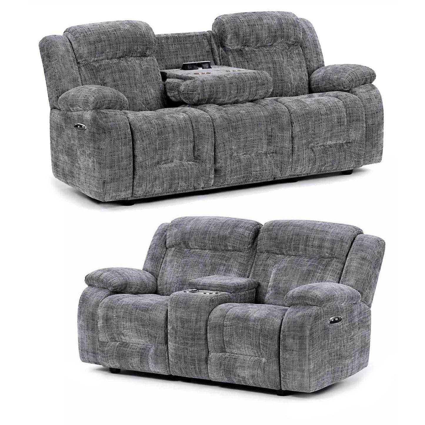 Unico Reclining 3 + 2 Fabric Sofa Suite Grey