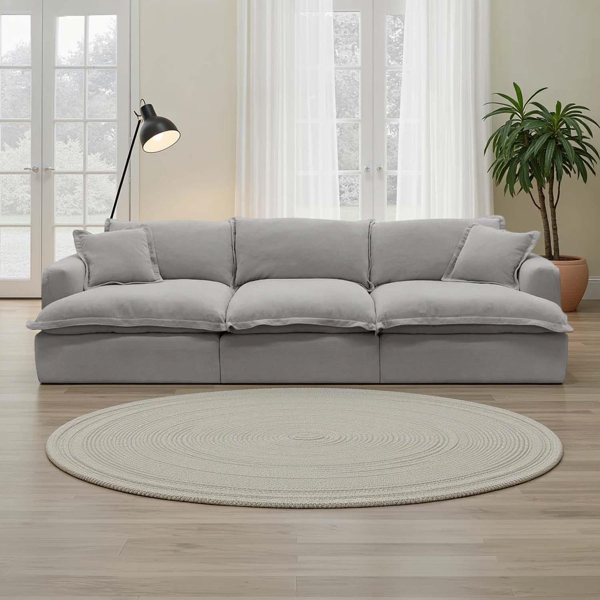 Stanford Feather Filled Modular Sofa with Footstool Grey or Stone