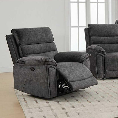Sicily Armchair Electric Power Grey Chenille Fabric Recliner