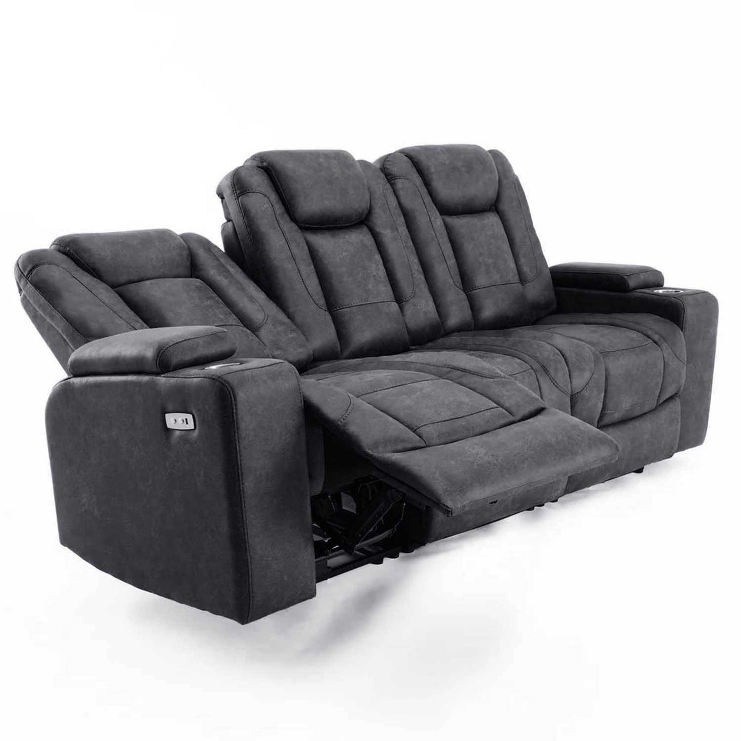 Juniper Electric Recliner 3+1+1 Sofa Set USB Cup Holders Brown or Grey