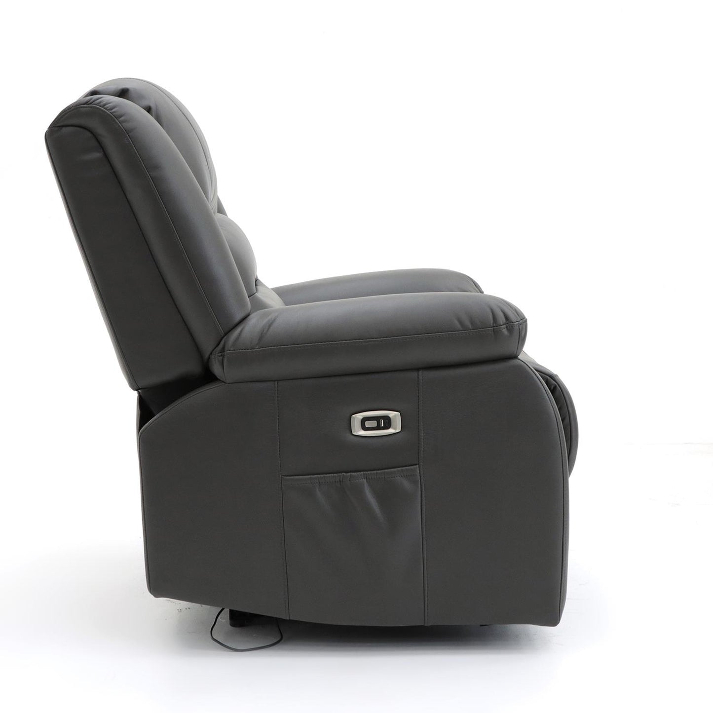 Arlo Leather Like Black or Grey 3 Piece Electric Reclining Sofa Suite 3 + 1 + 1 USB Drink Tray Arlo Black or Grey Leather Like Electric Reclining Armchair | Furnishings For Less UK