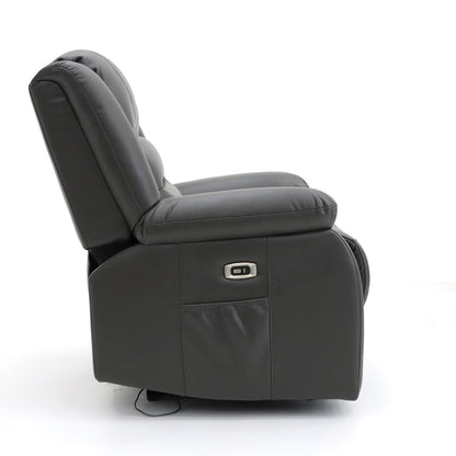 Arlo Leather Like Black or Grey 3 Piece Electric Reclining Sofa Suite 3 + 1 + 1 USB Drink Tray Arlo Black or Grey Leather Like Electric Reclining Armchair | Furnishings For Less UK